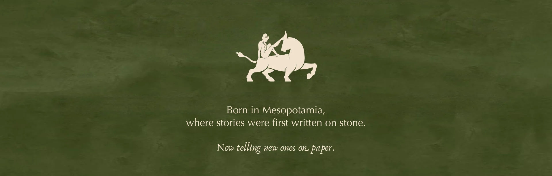 Le Margia brand banner — Born in Mesopotamia, where stories were first written on stone