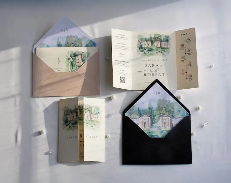 Watercolor Wedding Venue Invitation